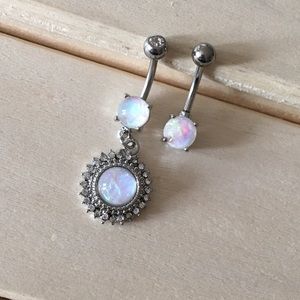 2 Opalite Belly Button Rings